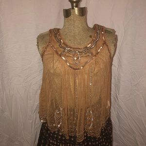 Free People Star Crossed Lovers Sheer Beaded Tank